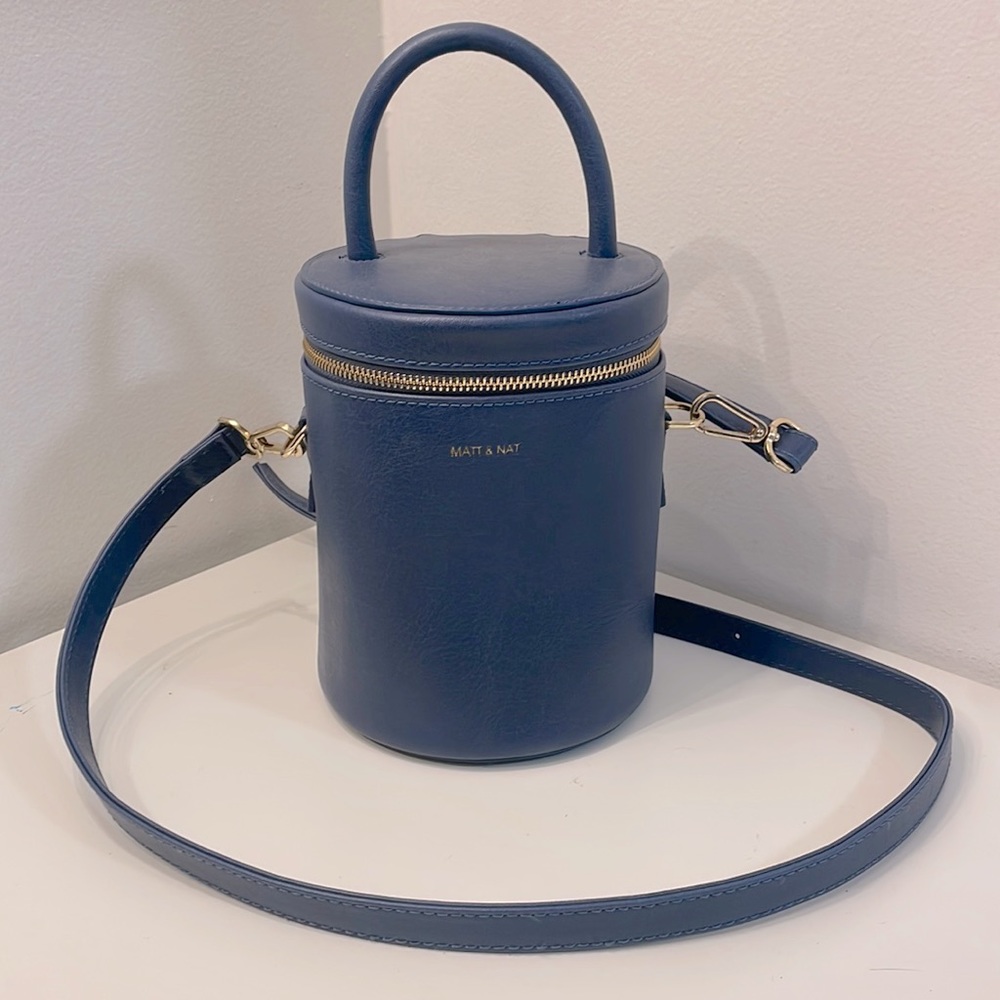 Matt & Nat Navy Blue Cylinder Crossbody Bag